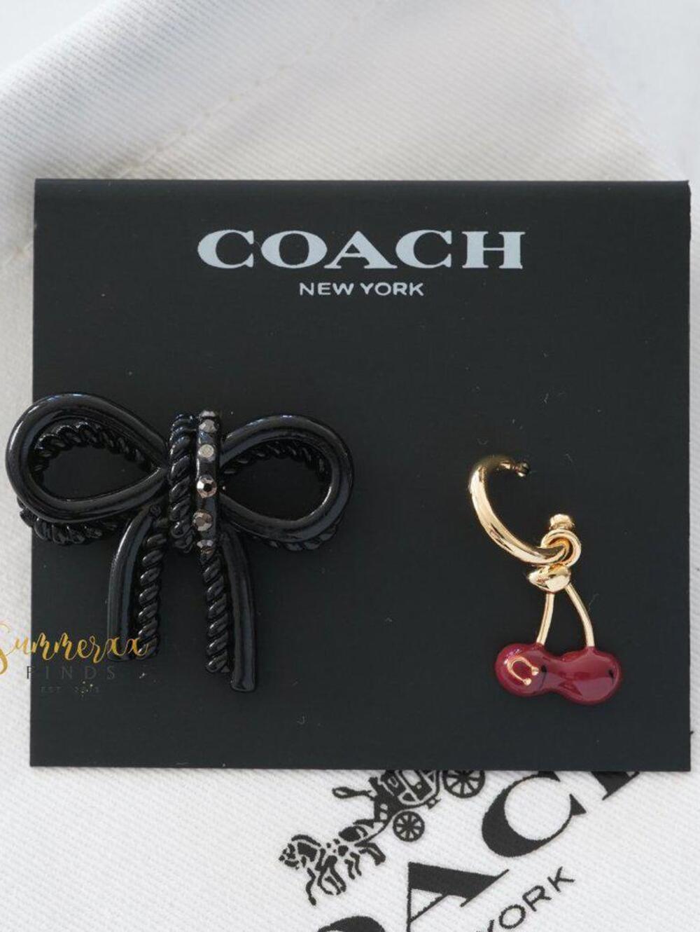 Coach Cherry Bow Mismatched Earrings